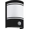 Eglo Lampada da parete per esterni Cerno, lampada da esterno con rilevatore di movimento, sensore crepuscolare, acciaio galvanizzato in nero, vetro satinato in bianco, E27, IP44