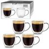 Creano Set 4 Tazze con Manico Cafè Espresso 100ml Doppia Parete in Vetro Borosilicato con Effeto Galleggiante | Bicchieri Termici Isolanti - Design Elegante Regalo Premium - Set: 4x 100ml
