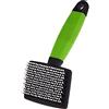 Ferplast Spazzola Cardatore per Gatti - Pelo Corto, Medio e Lungo - Setole Morbide, Testine Arrotondate - Impugnatura Ergonomica Morbida Antoscivolo - Misura S, Verde