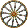 CERAMICHE CALTAGIRONE Ruota Carretto in Ceramica Siciliana di Caltagirone Verde cm 45