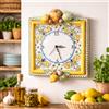 CERAMICHE CALTAGIRONE Orologio Quadrato Ceramica Caltagirone Frutta Giallo Antico