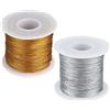 G2PLUS 200M Filo Dorato, 1 rotolo Filo d'oro+1 rotolo Spago Argento 1MM Corda per Gioielli Filo di Spago Natalizio per la Creazione di Gioielli Regalo o Ornamenti per Alberi di Natale