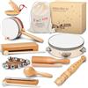 STOIE'S Strumenti Musicali Legno Bambini 3 4 5 6 Anni Percussioni Montessori Set Strumenti Musicali Bambini Maracas Tamburello Bambini Giocattoli Musicali
