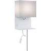 Paulmann 78913 Applique LED Merani con portaoggetti incl. 1 lampada da lettura a parete da 2,5 Watt grigio, bianco luce da lettura metallo, tessuto lampada da parete 3000 K E27