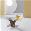 MABLOA Tavolino soggiorno in vetro struttura legno teak - TINDARO