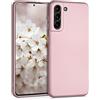 kwmobile Custodia Compatibile con Samsung Galaxy S21 Cover - Back Case Morbida - Protezione in Silicone TPU Effetto Metallizzato oro rosa metallizzato