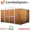 notek Box in Acciaio Zincato Casetta da Giardino in Lamiera 3.60 x 3.45 m x h2.12 m - 150 KG - 12,42 metri quadri - LEGNO