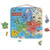 Janod - Carta dell' Europa Magnetica in Legno - 40 Calamite - Puzzle Didattico per Scoprire La Geografia, da Appendere Al Muro - con Graziose Illustrazioni Versione Francese - Da 7 a 12 Anni, J05476