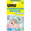 UHU Mini penne a sfera per correzione pastello, nastro di correzione veloce, pulito e preciso, colore bianco, confezione da 2, 6 m x 5 mm