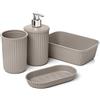 Tatay Set di Accessori da Bagno della Collezione Baobab, da Tavolo, Fabricato in Polipropilene, Senza BPA, Colore Taupe.