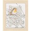 LANARTE Kit Punto Croce Contato Robin Decorativi per Pareti ca. 14 x 19 cm Set Fai da Te Creativo Adulti Ricamo Casa Decor Arte da Parete Kit per Hobby Cross Stitch