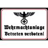 Schatzmix Blechschild Wehrmachtanlage Betreten verboten Metallschild 20x30 cm Wanddeko Targa di Metallo da Parete, Lamiera, Multicolore