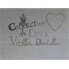 La Boîte à Broder COU045LN - Scampolo di Tessuto Stampato con dicitura in Francese Vieilles Dentelles, in Lino, Colore: Naturale/Blu