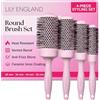 Lily England Set 4 Spazzole Rotonde Termiche Professionali per Piega, Rosa