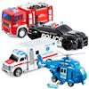 JOYIN Set di 4 set di gioco City Hero alimentati da Attrito, comprendente un camion dei pompieri, un'ambulanza, un'auto della polizia e un elicottero di soccorso