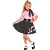 Fun Shack Costume Anni 50 Bambina, Costume Vintage Halloween Bambina | Abito a Pois, Cintura & Foulard, Stile Rock and Roll Rosa, Perfetto per Halloween, Ideale per il Gioco di Ruolo