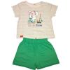 BABY DISTRIBUTION Completo 2pz maglia pantaloncino bimbo neonato mezza manica Yatsi bianco verde 6 m