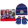 "Set 3pz cappello cappellino sciarpa guanti bimbo Avengers blu tg 54"