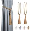 Dalababa 2 Pezzi Fermatende per Tende Corda Intrecciata di Cotone Poliestere Drappo Tieback Clip con Nappa per Tendaggi Finestra,Giallo
