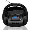 LONPOO Stereo Lettore CD portatile Bluetooth Boombox Connettività Radio FM, USB, AUX, Uscita cuffie, HiFi Altoparlanti (LP-D03B)