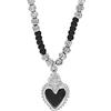 Generic Linea Italia Gioielli - Collana Donna in Argento 925 con Cuore Sacro e Perline Nere e Argentate - Made In Italy