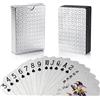 joyoldelf Giochi di Carte Poker, Gioco Carta in PVC Impermeabile Foglio Oro con Scatola Regalo Set di Carte 54 Perfetto per Festa e Gioco (Argento)