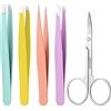 ALIFEIA Pinzette Sopracciglia Professionale Set Con Forbici Curve Pinzette Di Precisione,Kit Sopracciglia Perfette,Per La Rimozione Dei Peli Incarniti Delle Sopracciglia (5 Pezzi)