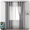 GIRASOLE HOME Coppia Tende Voile Semitrasparenti Effetto Lino Tenda per Soggiorno Camera Balcone Finestra e Interni 2 Pannelli con Occhielli (Grigio, 140x290cm)