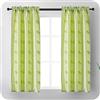 GIRASOLE HOME Coppia Tende Semi Oscuranti Fantasia Cuori con Fili d'Argento Tenda per Soggiorno e Camera da Letto 2 Pannelli con Tasca (Verde, 70x145cm)