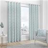 Fusion - Delft - Coppia di tende con occhiello in 100% cotone - 168cm larghezza x 183 cm lunghezza, Verdeazzurro chiaro