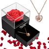 PASDTFB Regalo San Valentino per Lei Rosa Eterna Regalo Donna Compleanno Rosa Stabilizzata Confezione Regalo di Gioielli Fatto a Mano Regali San Valentino Regalo Mamma Amica Fidanzata Ragazza Anniversario