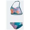 Adidas Junior Yg Flwr Bikini Top + Slip Petrolio Stampa Floreale Junior Bimba