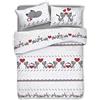 PELLECCHIA COLORI Parure Copripiumino Matrimoniale [250X200] Made in Italy | Set Sacco Copri Piumino con Fantasia Gattini Colorati e Cuori | Set Copripiumone e Federe Completo 100% Cotone | [2 Piazze, GRIGIO)