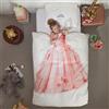 Snurk Parure Copripiumino e Federe con Stampa Principessa Rosa Alta Definizione 100% Percalle di Cotone di Alta qualità, per Bambini e Bambine, Colore Bianco, Misura - Singolo 155x220 Cm