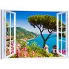 Quadro Stampa su Tela con Telaio in Legno Arredamento Finestra napoli vesuvio
