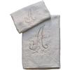 RICAMI FIORENTINI BALDI Asciugamani INIZIALI Ricamate, Set 2 Pezzi Spugna da Bagno, Viso+OSPITE, Asciugamani cifrati in Spugna di Cotone 100% Made in Italy (Lettera A)