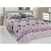 PELLECCHIA COLORI | Telo Copriletto Matrimoniale 260 x 280 cm, 100% Cotone Pique, Ideale Come Telo Arredo, Coperta Salva Letto 2 Piazze, Fantasia Mongolfiera Glicine, 100% Made in Italy