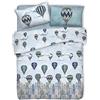 HomeLife Trapunta Matrimoniale Invernale 260X280 Made in Italy | Piumone Letto Matrimoniale 300 gr/mqAutunno/Inverno | Caldo Piumone Anallergico | Piumino Fantasia Mongolfiere e Citta' | Azzurro, 2P