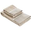 Baroni Home Set 2 Asciugamani Viso e Ospite, 100% Cotone, Asciugamani Bagno, Misure 50x100 e 40x50, Balze a Righe Beige