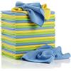 Glart Panni in Microfibra per la Pulizia dell'Auto, Senza Pelucchi, Morbidi, Assorbenti, Delicati Sulla Verniciatura, 40 x 40 cm, Blu/Verde/Giallo, Confezione da 30