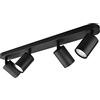 KYOTECH Faretti da soffitto orientabili a 4 luci Plafoniera LED Attacco GU10,Per 4 lampadine GU10 non incluse, Lampadario moderno per Camera Faretti Orientabili Parete Lampadine Nero Opaco