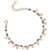 Handmade Linea Italia Gioielli - Bracciale per Donna in Argento 925 Placcato Rosa con Quadrifogli e Pietre Colorate - Made In Italy