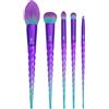 MODA Royal & Langnickel Mythical Wild - Set di 5 pennelli da trucco per blush, carnagione, ombre a cupola, piega e angolo per eyeliner, viola e verde acqua