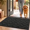 Biscpro Tappetino per porta zerbino da interni ed esterni, antiscivolo, assorbente, lavabile, tappeto per interni, esterni, camera da letto, cucina, ingresso, corridoio (grigio scuro, 50 x 80 cm)