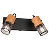 Trio Leuchten Tosh 804370232 - Faretto in metallo nero opaco, legno, 2 lampadine E14