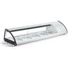 Ristoattrezzature Modello: 103672344009006,Vetrina frigo sushi 175,4x45x33h cm 8 gn 1/3 refrigerata da banco bianca con vetro frontale curvo apribile e motore incorporato