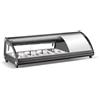 Ristoattrezzature Modello: 103672344009002,Vetrina frigo sushi 175,4x45x33h cm 8 gn 1/3 refrigerata da banco nera con vetro frontale curvo apribile e motore incorporato