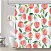 Bonhause Tenda Doccia Pesca Rosa Frutta Estiva 180 x 180 cm Tende per Doccia in Poliestere Impermeabile Antimuffa Lavabile Tende Bagno con 12 Ganci