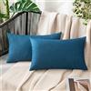 MIULEE 2 Pezzi all'Aperto Copricuscini Impermeabile Federe per Cuscino Decorativi Moderni in Poliestere Cuscini in Lino per Divano Sedie Picnic Camera da Letto 30x50 cm Blu Scuro