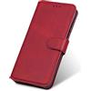 WEIOU Leather Folio Cover per Realme C11 (2021), Custodia in Pelle PU Magnetica Libro Flip Portafoglio con [Funzione Stand]. Rosso